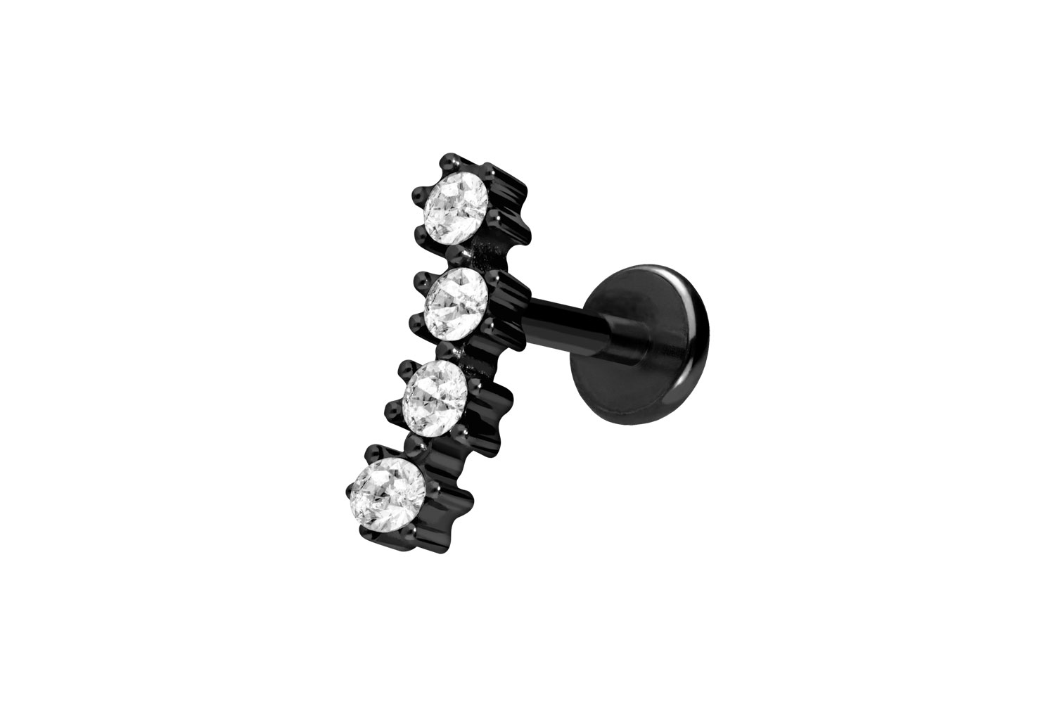 Titan Labret Piercing mit Push Fit 4 EINGEFASSTE KRISTALLE